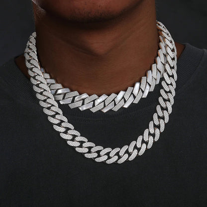 15mm S925 Moissanite Curb Cuban Chain