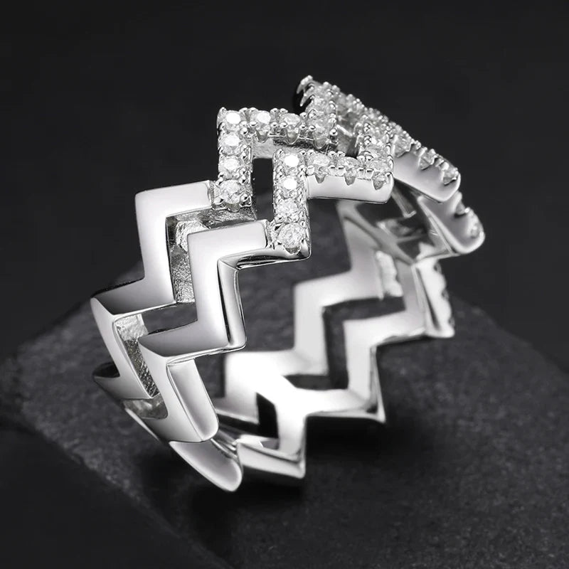 S925 Moissanite Zig Zag Ring