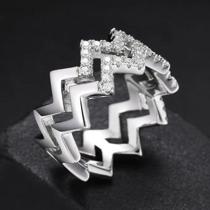 S925 Moissanite Zig Zag Ring
