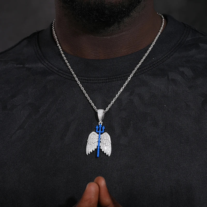 S925 Moissanite Trident Wings Diamond Pendant