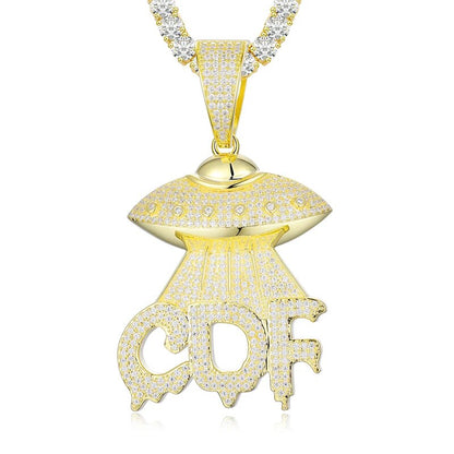 S925 Moissanite UFO Pendant Necklace