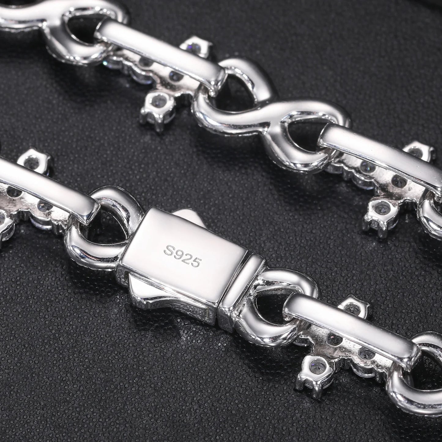 S925 Moissanite Infinity Tennis Cross Link Bracelet - 10mm