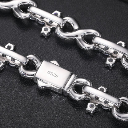 S925 Moissanite Infinity Tennis Cross Link Bracelet - 10mm