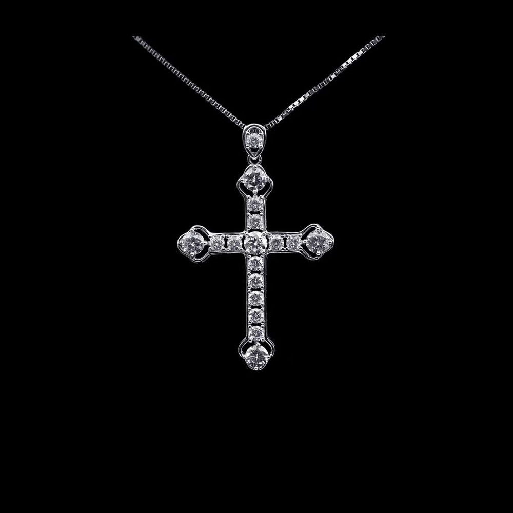 925 Sterling Silver Moissanite Rhombus Cross Pendant