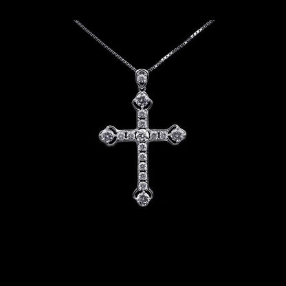 925 Sterling Silver Moissanite Rhombus Cross Pendant