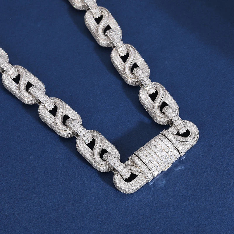 14mm S925 Moissanite Infinity Mariner Link Chain