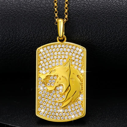 Wolf Head Moissanite Tag Pendant
