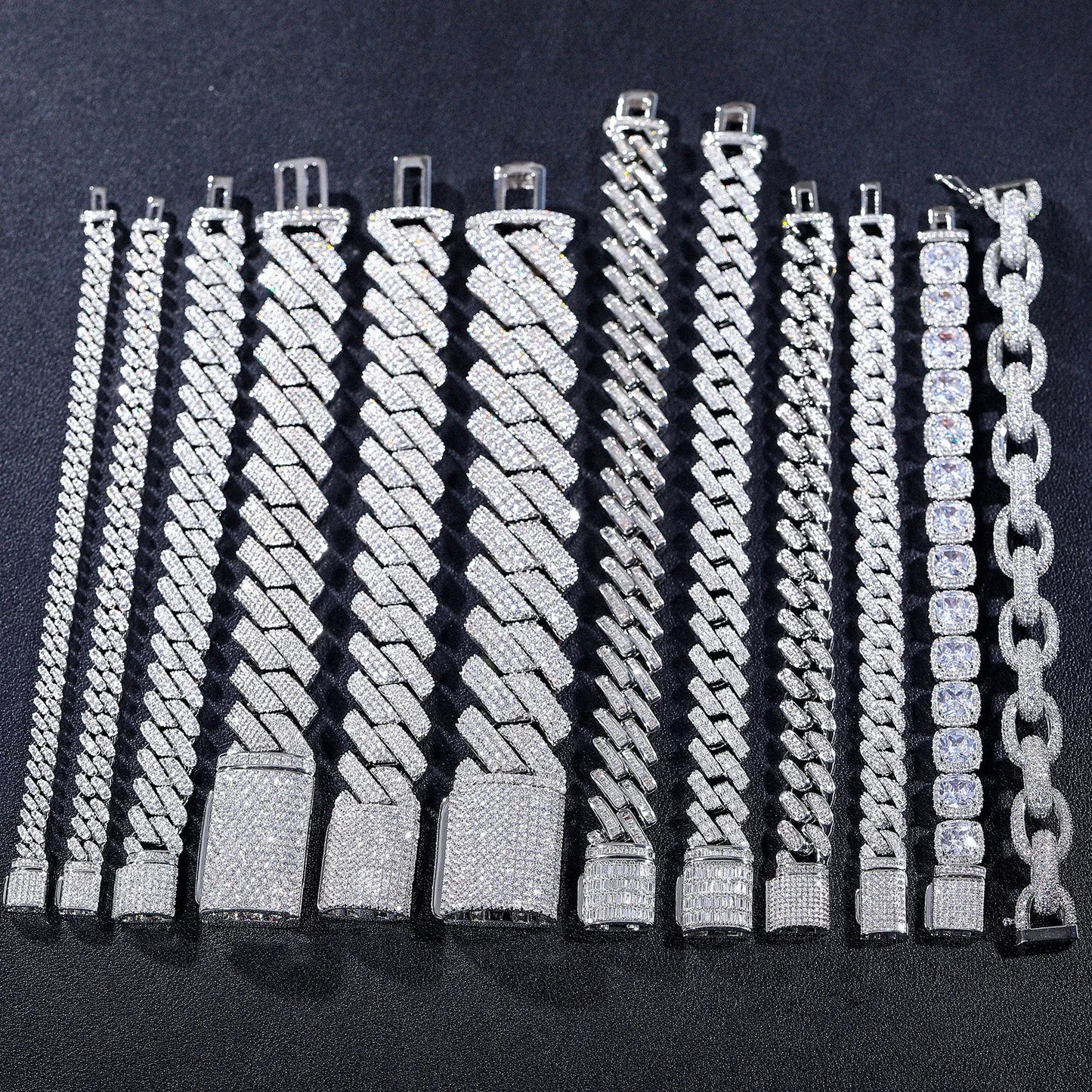 Moissanite Baguette Diamond Prong Cuban Link Bracelet- 14MM