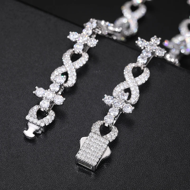 S925 Moissanite Infinity Tennis Cross Link Bracelet - 10mm