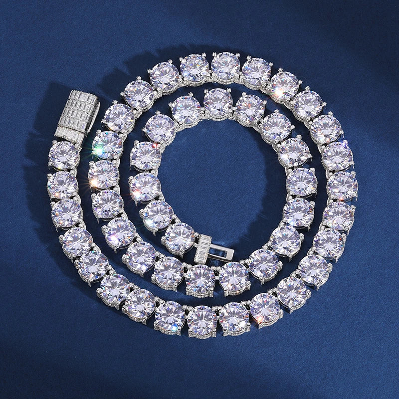 10/15mm S925 Moissanite Round Cut Tennis Chain