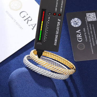 S925 MOISSANITE TWISTED BANGLE BRACELET - 8MM