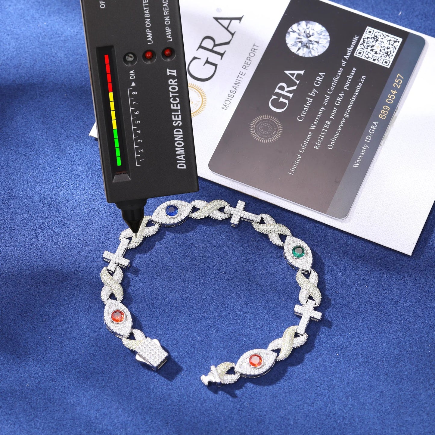 S925 Moissanite Infinity Cross Eye Link Bracelet