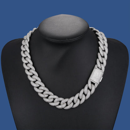 20mm S925 Moissanite Curb Cuban Chain