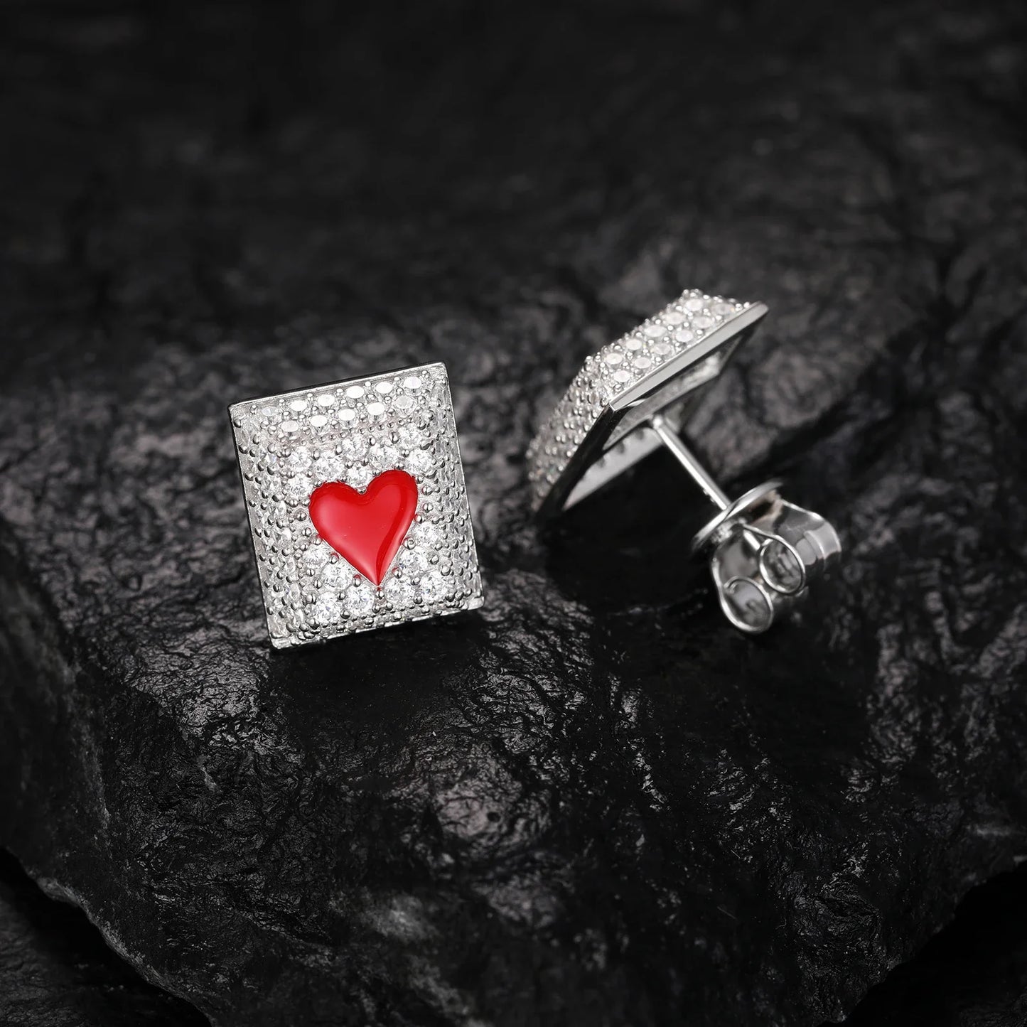 S925 Moissanite Poker Studs Earrings