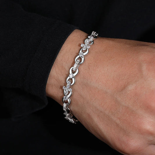 S925 Moissanite Infinity Cross Link Bracelet or Necklace - 8mm