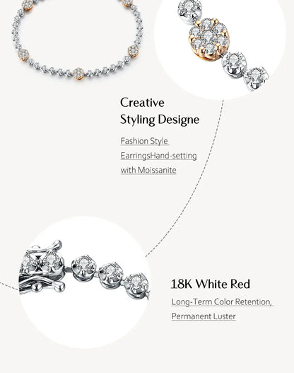 Women's S925 Moissanite Diamond Daisy Flower Stationed Bracelet