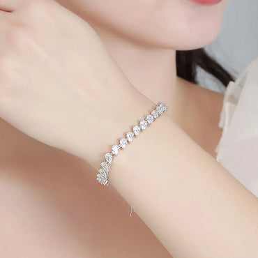 S925 Moissanite Pear Cut Diamond Tennis Bracelet