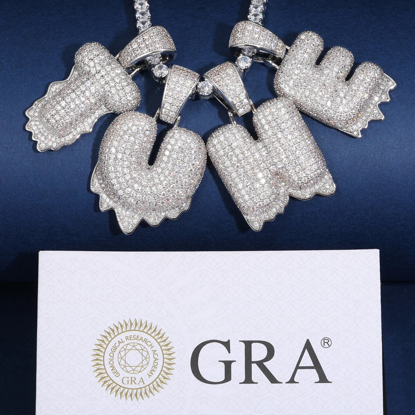 925 Sterling Silver Moissanite Bubbler Micro Paved A-Z Letter Pendant
