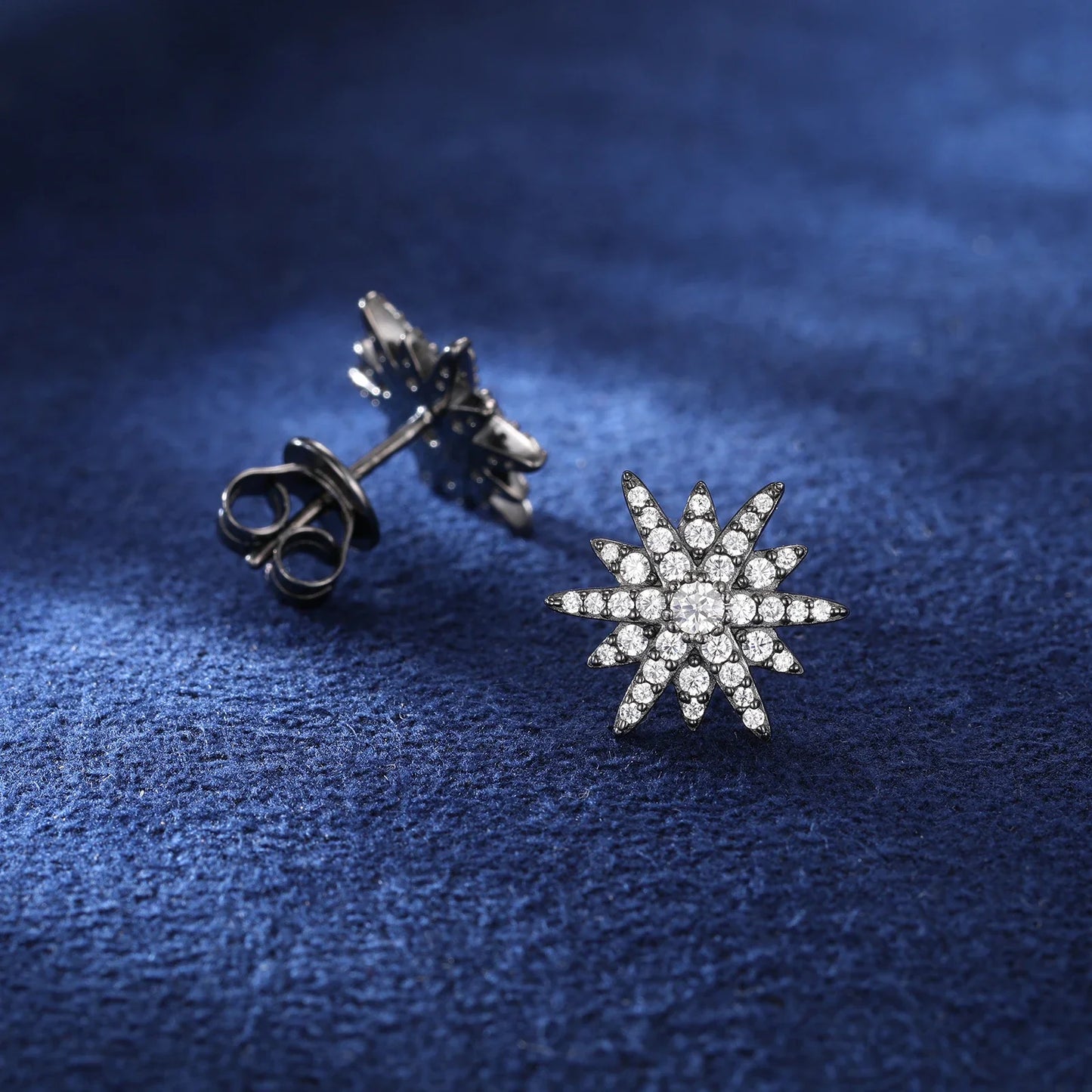 S925 Moissanite Twelve-Pointed Star Earrings