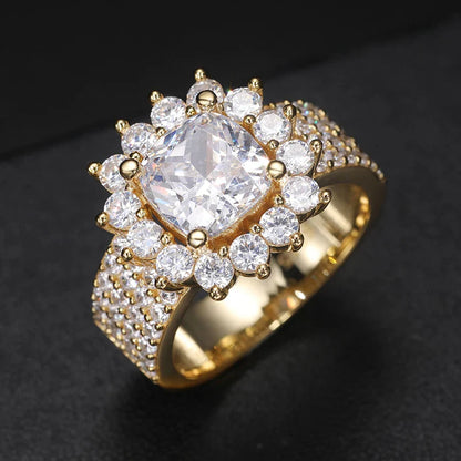 S925 Moissanite Square Cut Halo Diamond Ring
