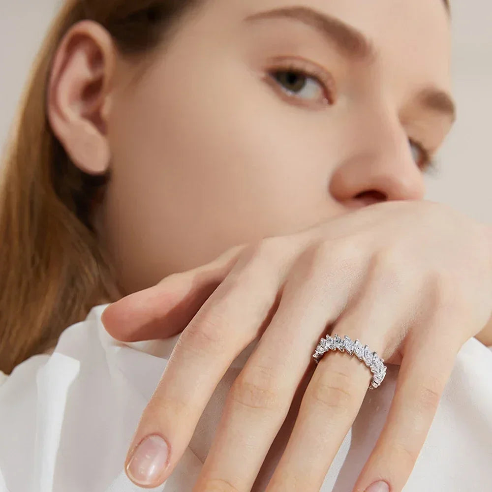 Women's S925 Moissanite Marquise Elegance Tennis Ring