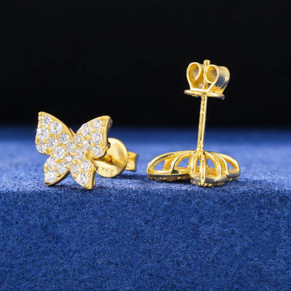 S925 Moissanite Butterfly Stud Earrings