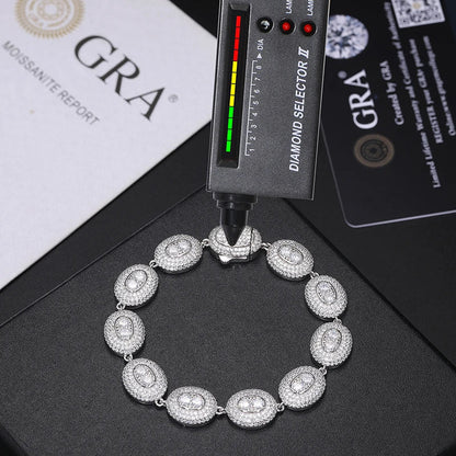 S925 Moissanite Oval Pave Diamond Bracelet - 10mm