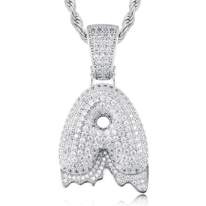 925 Sterling Silver Moissanite Bubbler Micro Paved A-Z Letter Pendant