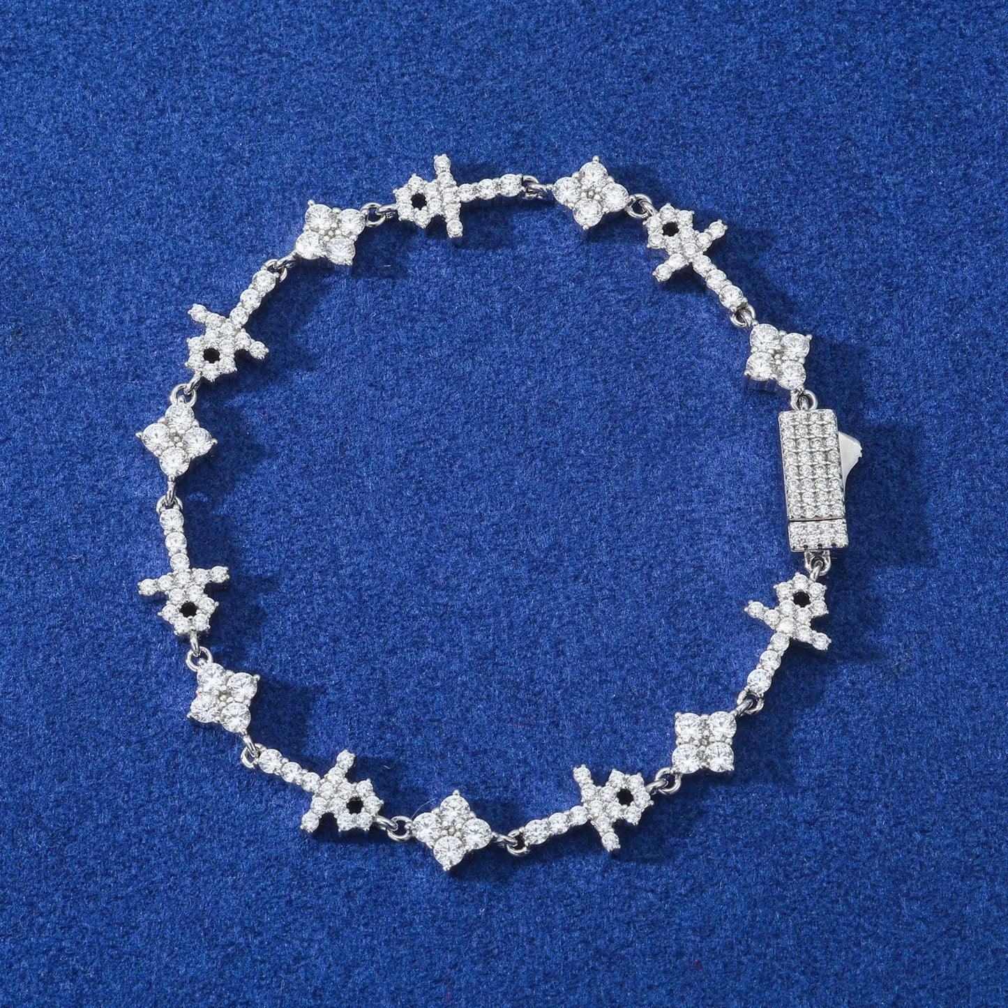 S925 Moissanite Mini Cross & Star Bracelet