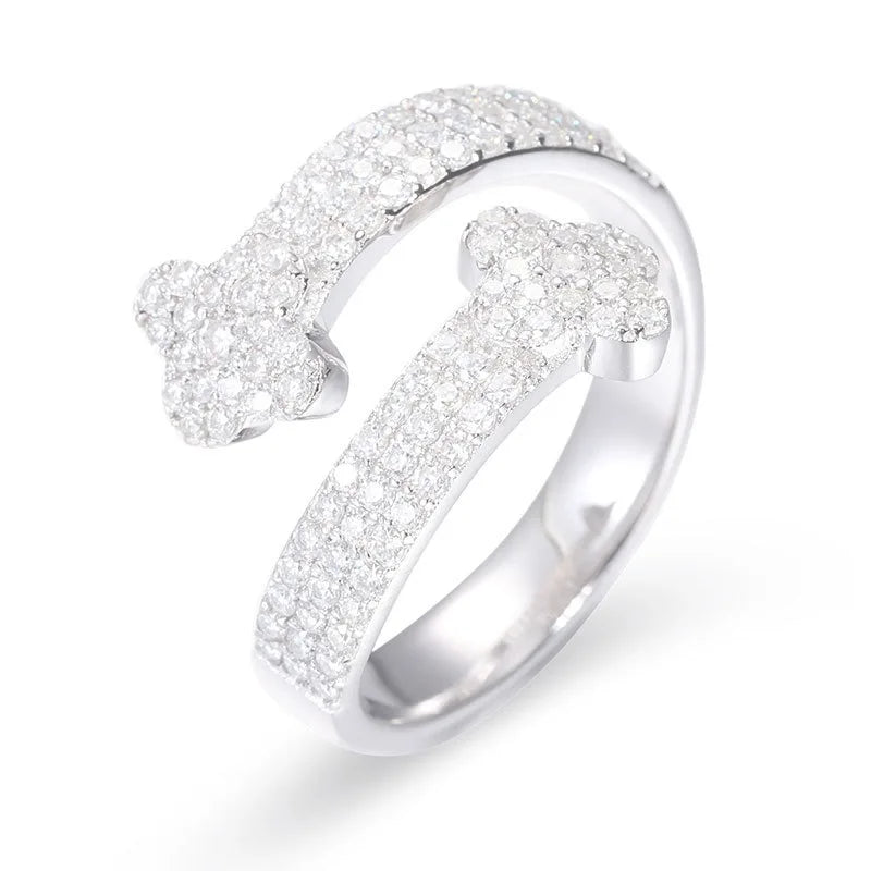 S925 Moissanite Clover Ring