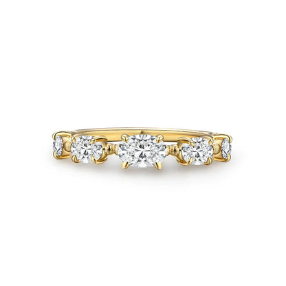 Single Shared Prong Oval Cut Moissanite Band