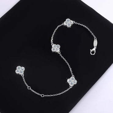 S925 Moissanite Clover Diamond Bracelet - Gold/White Gold