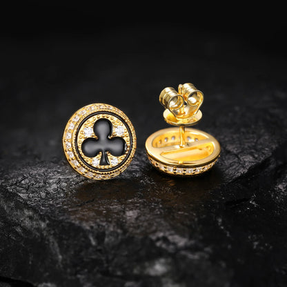 S925 Moissanite Round Shape Poker Studs Earrings