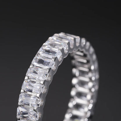 S925 Moissanite Emerald Cut Eternity Band Ring