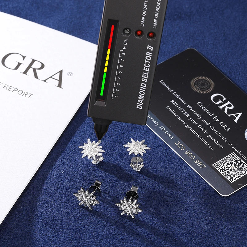 S925 Moissanite Twelve-Pointed Star Earrings