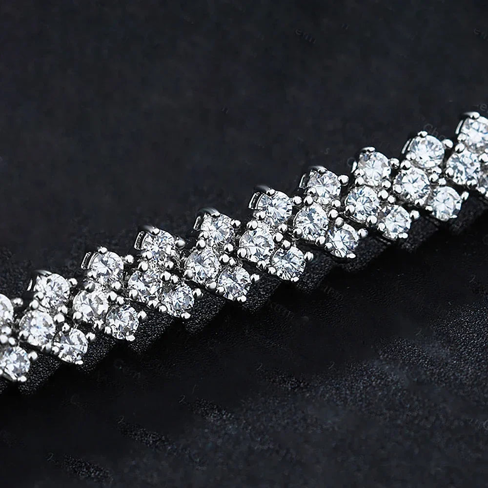 Women's S925 Moissanite V Link Baguette Tennis Diamond Bracelet