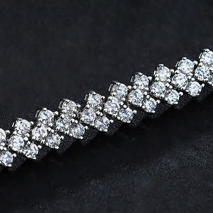 Women's S925 Moissanite V Link Baguette Tennis Diamond Bracelet