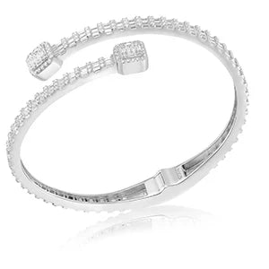 S925 MOISSANITE BAGUETTE DIAMOND BANGLE - 3.8MM
