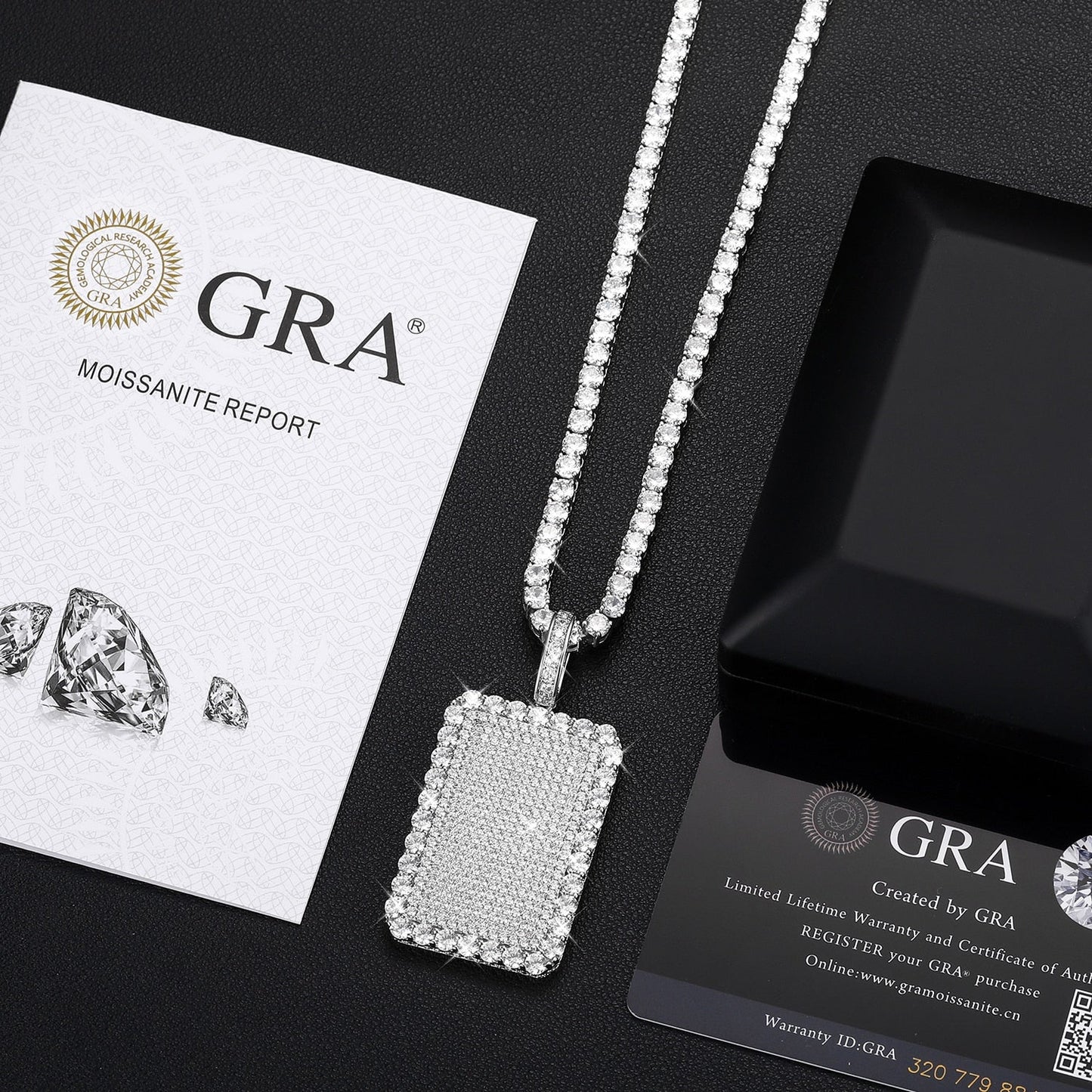 S925 Streamline Tag Moissanite Diamond Pendant