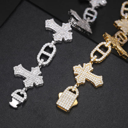 S925 Moissanite D-Link Cross Bracelet