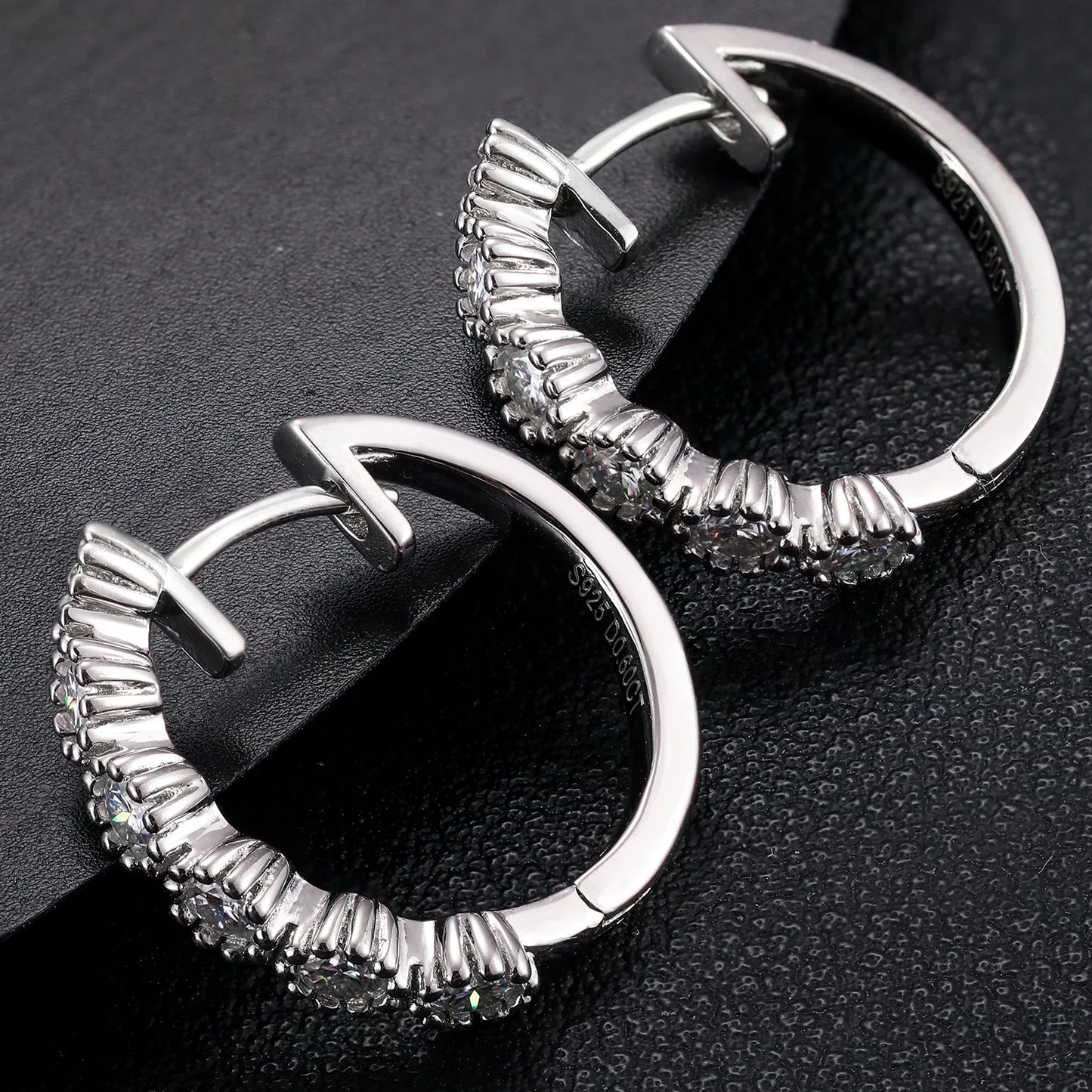 Moissanite Royal Coster Tennis Huggie Earrings