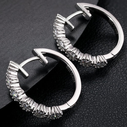 Moissanite Royal Coster Tennis Huggie Earrings