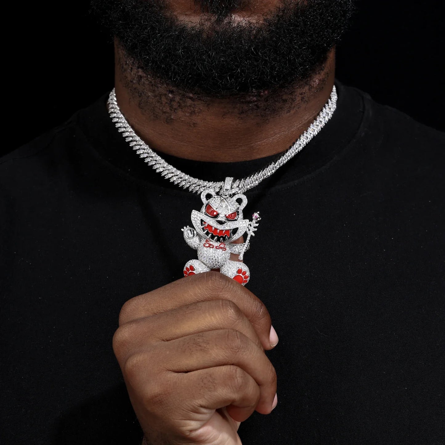 S925 Moissanite Wizard Violent Bear Pendant