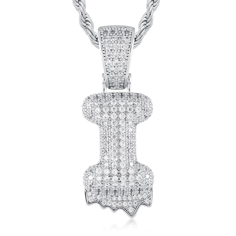925 Sterling Silver Moissanite Bubbler Micro Paved A-Z Letter Pendant