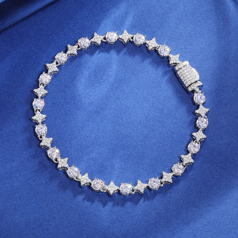 6mm - S925 MOISSANITE ROUND DIAMOND STAR TENNIS BRACELET