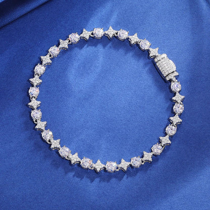 6mm - S925 MOISSANITE ROUND DIAMOND STAR TENNIS BRACELET