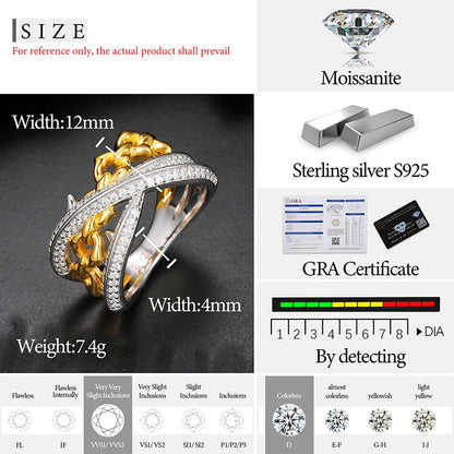 S925 Moissanite Thorn Link Chain Ring