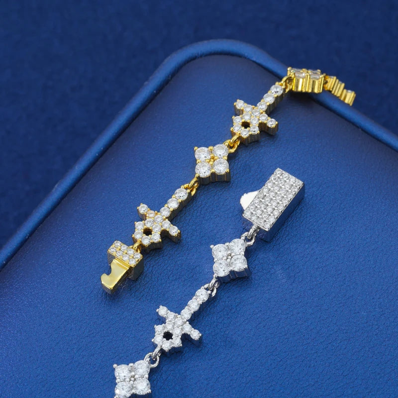 S925 Moissanite Mini Cross & Star Bracelet