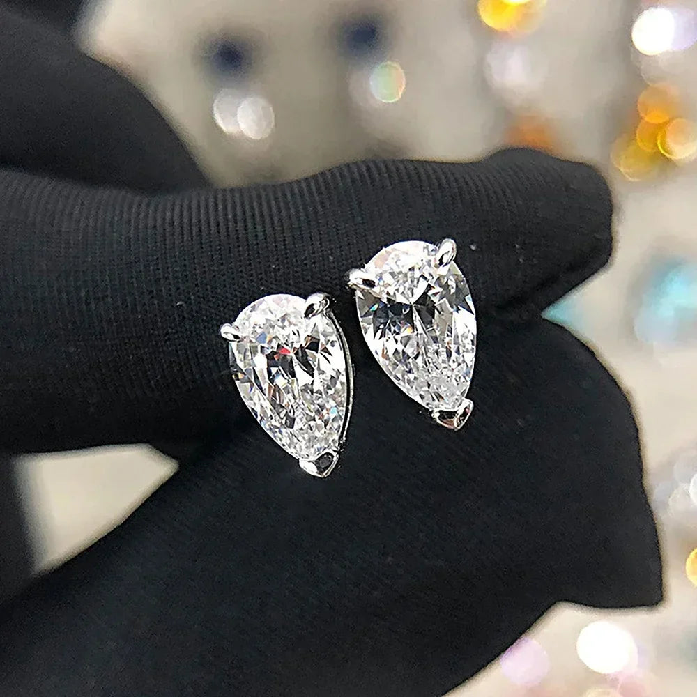Women's S925 Moissanite Pear Diamond Stud Earrings