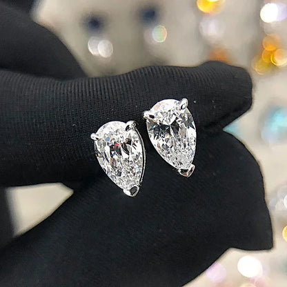 Women's S925 Moissanite Pear Diamond Stud Earrings